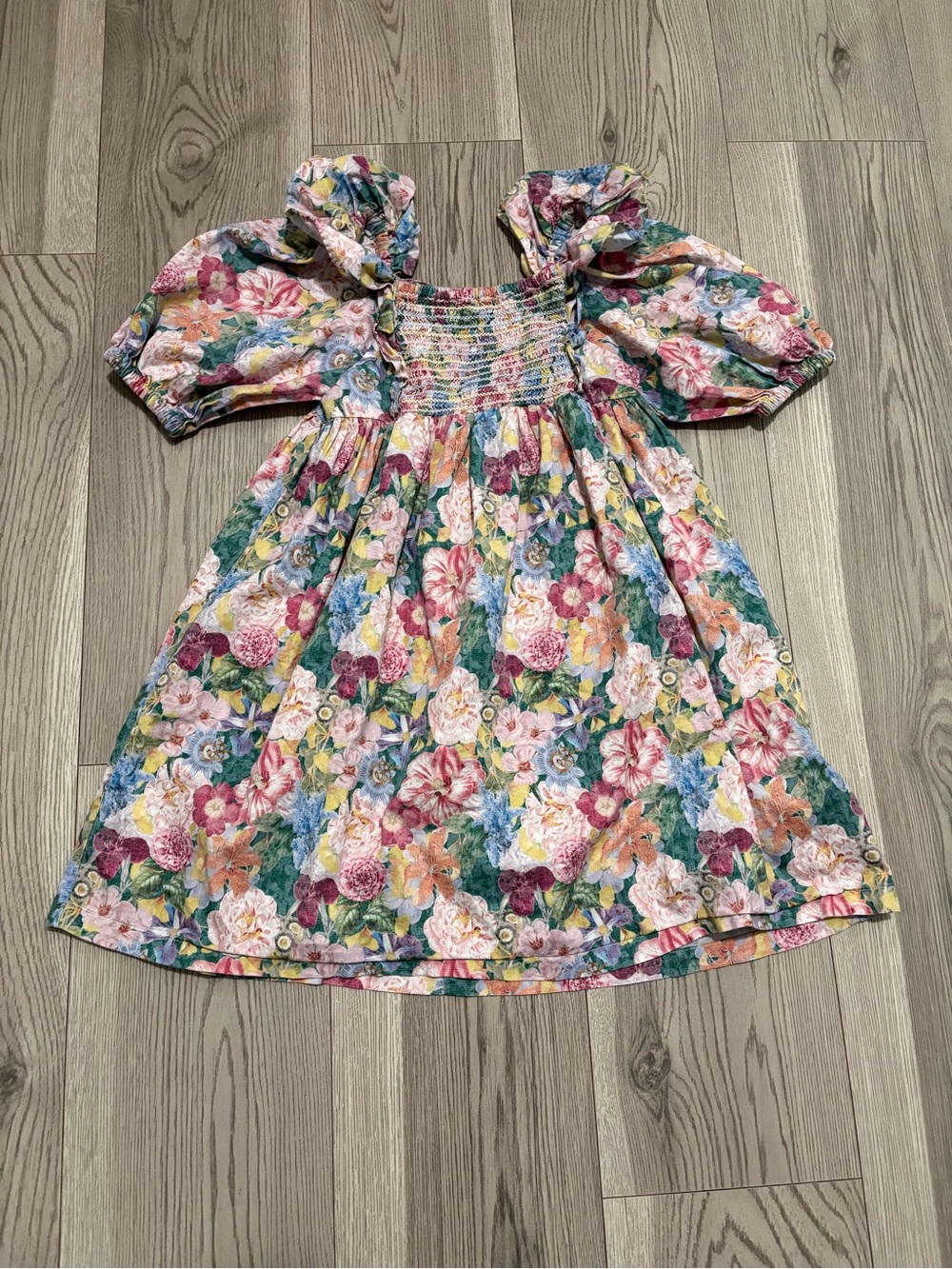 Gingersnaps Smocked Puff Sleeve Floral Dress Size 12